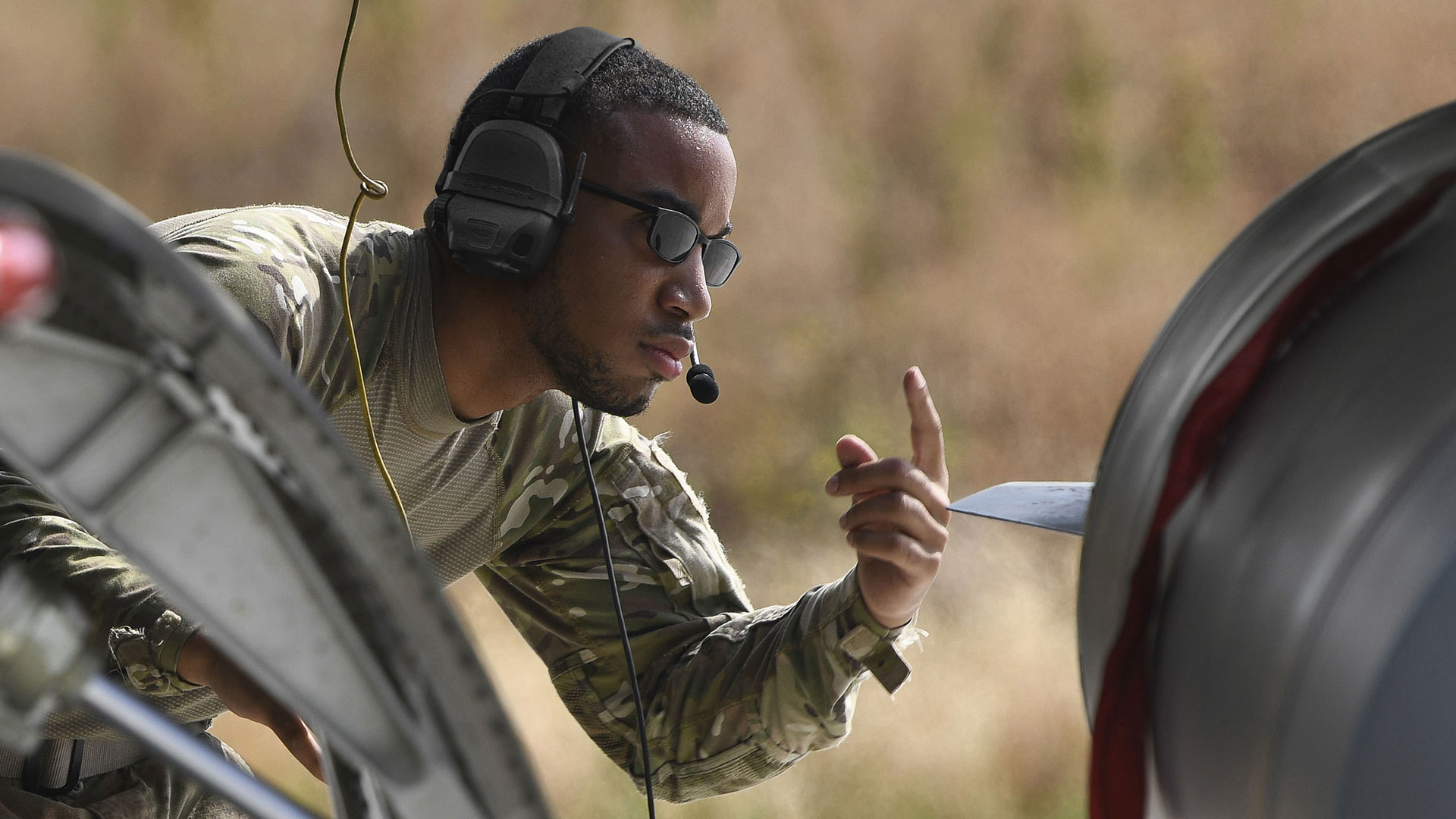 man wearing hearing protection