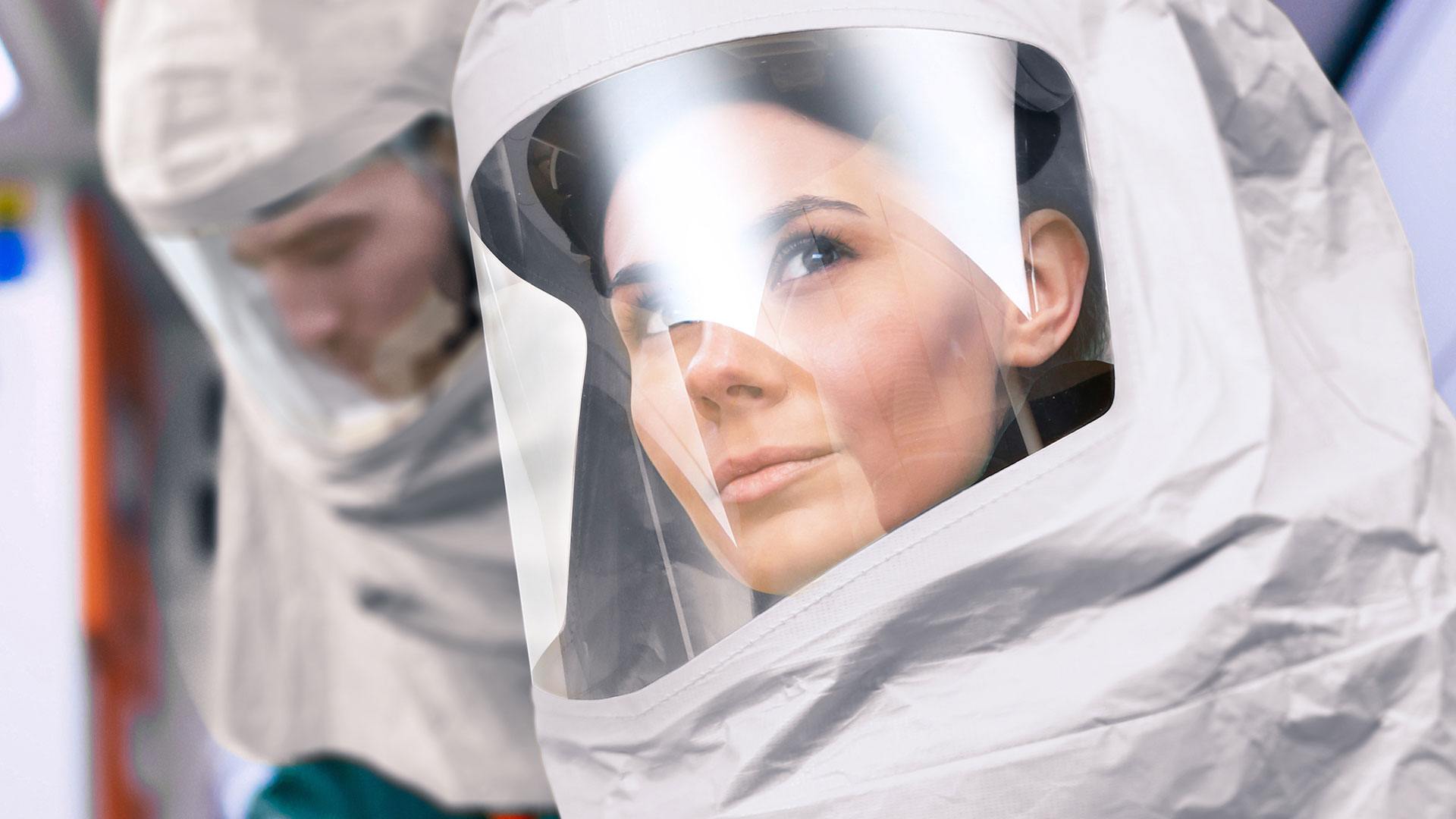 woman wearing respiratory gear